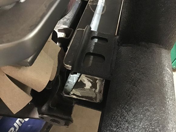 Looking down at the left hand mounting point. Two bolts on the top and two on the bottom per side. 