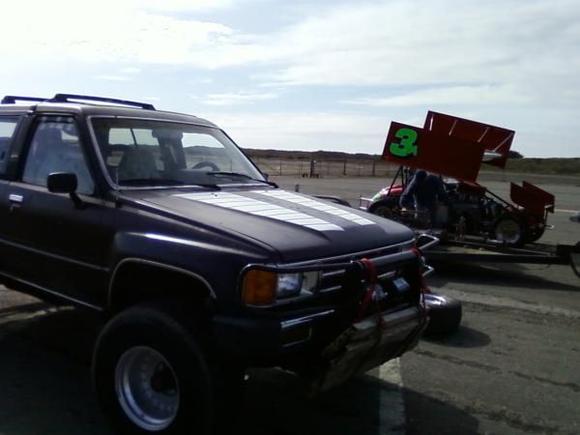 My 4runner and the sprint car just pushed it to get it started.