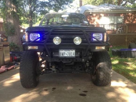 blue led running lights surrounding main light