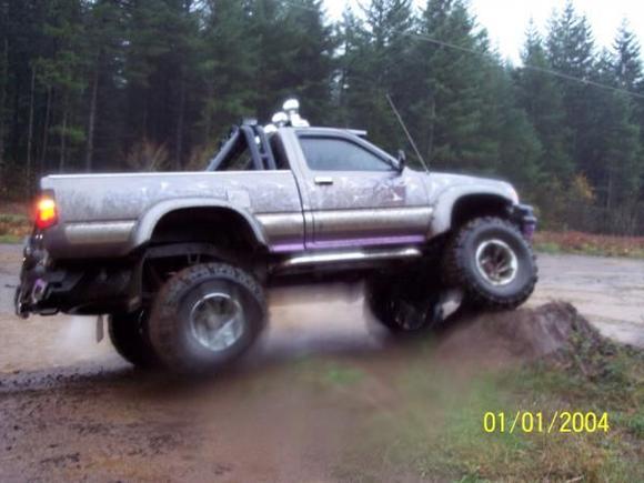 Thats what blocks do for you lol 4inch suspension, 2in body, 35x14.50 superswamper boggers n custom paint.