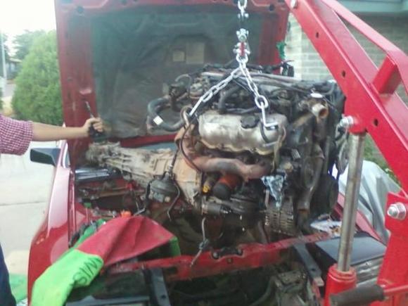 called  my brah! to help me crank the hoist and shes out =)