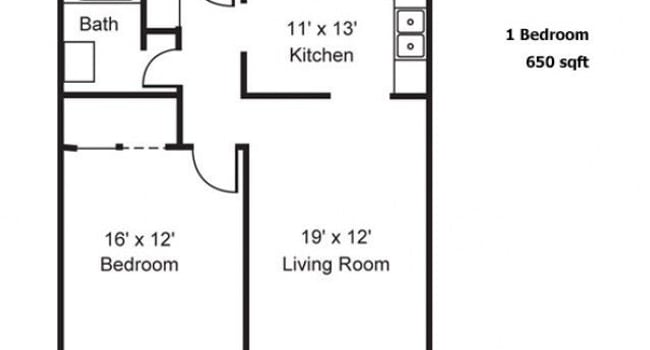 1 bedroom 650 sq ft